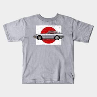 The super cool japanese sports car with flag background Kids T-Shirt